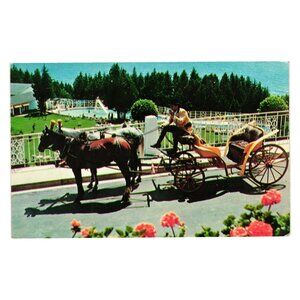 View Of Grand Hotel Mackinac Island MI 1963 Horse Carriage Veranda And Pool Area